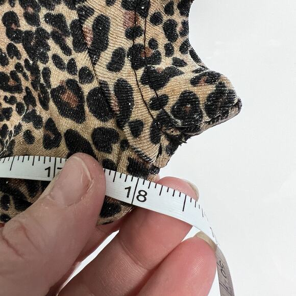 VTG 90s Grunge Leopard Print Fitted Button Up Top Medium Sparkle Whimsigoth - Picture 6 of 8